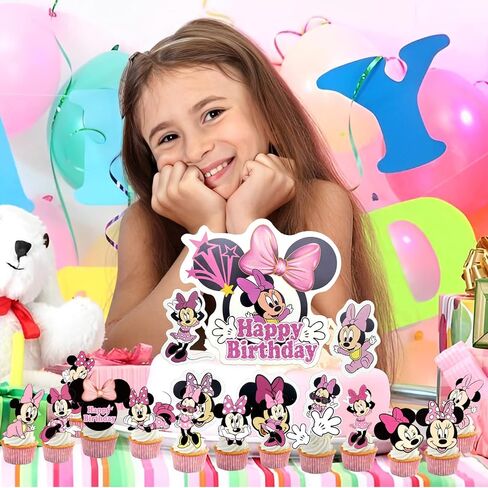Minnie Cake Decoration, Cupcake Toppers, Pack of 17 Cake Decoration Minnie, Minnie Cake Topper, Mickey Cake Decoration, Minnie Cake Decoration, Cake Decorations, Mouse Cake Decoration for Girls Boys Children in Saudi Arabia