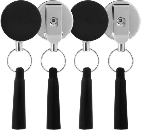 4Pcs Heavy Duty Retractable Pull Pen Pencil Holder Ideal Grip for Markers and Carpenter Elastic Silicone Holder Metal Pens Clip Universal Pen Lanyard for Carpenter Nurse Waitress Construction Worker in Kuwait