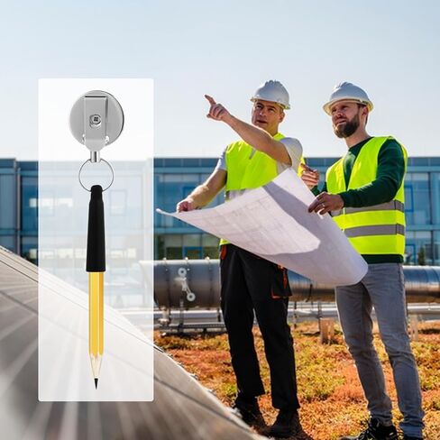 4Pcs Heavy Duty Retractable Pull Pen Pencil Holder Ideal Grip for Markers and Carpenter Elastic Silicone Holder Metal Pens Clip Universal Pen Lanyard for Carpenter Nurse Waitress Construction Worker in Kuwait