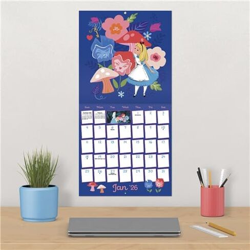 Alice in Wonderland Calendar 2026 - Deluxe 2026 Alice in Wondland Wall Bunddle مع أكثر من 100 ملصق تذكير (هدايا تيم بيرتون ، لوازم المكاتب) in Saudi Arabia