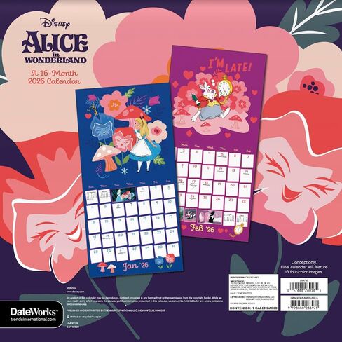 Alice in Wonderland Calendar 2026 - Deluxe 2026 Alice in Wondland Wall Bunddle مع أكثر من 100 ملصق تذكير (هدايا تيم بيرتون ، لوازم المكاتب) in Saudi Arabia