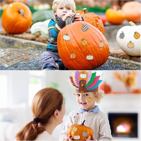 480 PCS ملصقات اليقطين للأطفال خريف عيد الشكر الخريف مزرعة Rustic Pumpkin Puffalo ملصقات منقوشة لخريف عيد الشكر ديكور الفصول الدراسية (أسلوب جديد) in Saudi Arabia