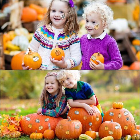 480 PCS ملصقات اليقطين للأطفال خريف عيد الشكر الخريف مزرعة Rustic Pumpkin Puffalo ملصقات منقوشة لخريف عيد الشكر ديكور الفصول الدراسية (أسلوب جديد) in Saudi Arabia