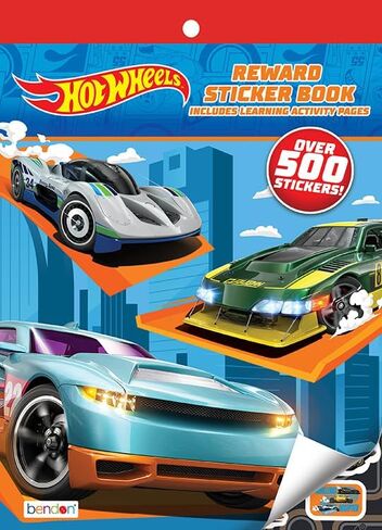كتاب ملصق العجلات الساخنة | Hot Wheels Mini Coloring Book | ملصقات السيارات السريعة | سباق لاعب سيارة للبنين | كتب السيارات للأولاد | أكثر من 500+ ملصق | مرخص رسميا in Saudi Arabia