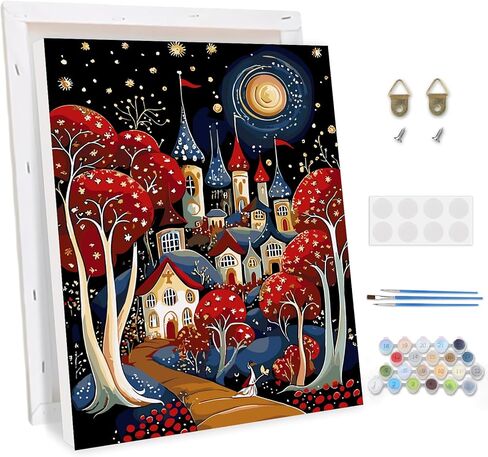 QENSPE Framed Paint by Numbers Kit for Adults,Lighthouse Paint by Number on Canvas for Beginners,DIY Painting Kits Art Crafts Suitable for Home Wall Decoration 12x16 inch in Kuwait