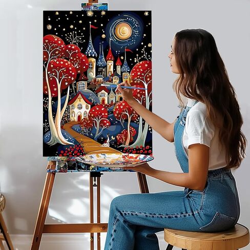 QENSPE Framed Paint by Numbers Kit for Adults,Lighthouse Paint by Number on Canvas for Beginners,DIY Painting Kits Art Crafts Suitable for Home Wall Decoration 12x16 inch in Kuwait