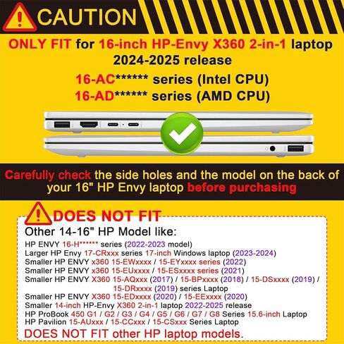 Crystal Clear Case for HP Envy x360 16-inch 2-in-1 Laptop 2024, Lightweight Hard Shell with Scratch-Resistant Protection, Precise Cutouts, Easy Installation, NOT Fitting Any Other HP in Saudi Arabia