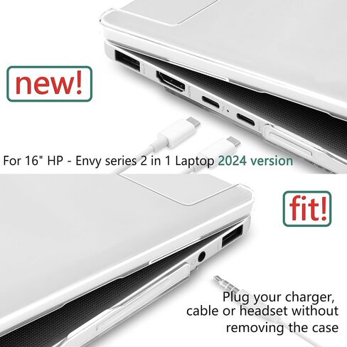 Crystal Clear Case for HP Envy x360 16-inch 2-in-1 Laptop 2024, Lightweight Hard Shell with Scratch-Resistant Protection, Precise Cutouts, Easy Installation, NOT Fitting Any Other HP in Saudi Arabia
