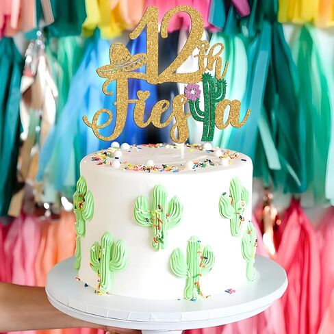 40th Fiesta Cake Topper, Cheers to 40 Years/Taco Bout 40 Cake Decor,Tropical Hawaiian Mexican Summer Themed Happy 40th Birthday/Anniversay Party Decoration Supplies in Saudi Arabia