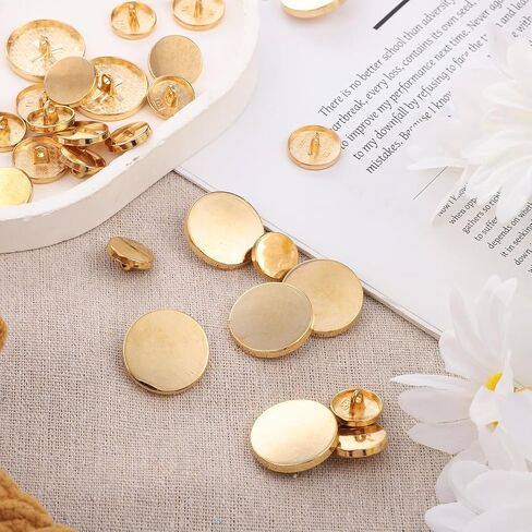 30 PCS Gold Buttons for Clothes,15/18/25 mm Metal Flat Botones para Ropa Elegantes, Gold Buttons for Blazer, Round Shaped Sewing Button for Clothes Suit Coat Shirt Jackets Sewing Craft in Saudi Arabia