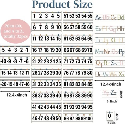 32Pcs A to Z Alphabet and -20-100 Number Cards Boho Bulletin Board Under The Sea Ocean Summer Sunflower Bee Theme Classroom Decorations Math Posters for Wall School Teacher Supplies (Sea Number) in Kuwait