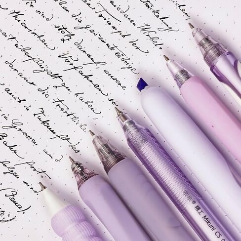 7Pack Pastel Gel Ink Pen Set - 6 Pack Pack Ink Pens with 1pack Highlighter للكتابة ، وقلم جل سائل قابل للسحب ، (0.5 مم) ، الأقلام الجمالية اللطيفة لمدرسة Office School & Home (Purple) in Saudi Arabia