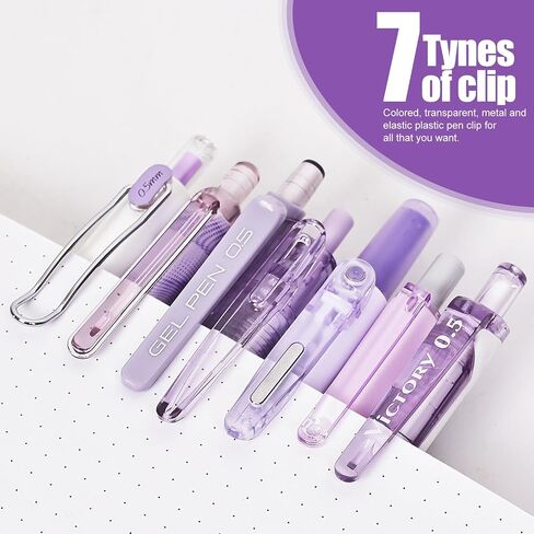 7Pack Pastel Gel Ink Pen Set - 6 Pack Pack Ink Pens with 1pack Highlighter للكتابة ، وقلم جل سائل قابل للسحب ، (0.5 مم) ، الأقلام الجمالية اللطيفة لمدرسة Office School & Home (Purple) in Saudi Arabia