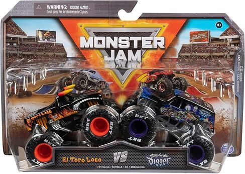 Monster Jam ، الرسمي El Toro Loco Vs. Son-UVA Digger Die-Cast Monster Trucks ، 1:64 Scale ، ألعاب Kids للأعمار 3 وما فوق in Saudi Arabia