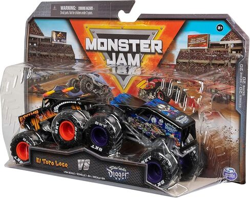 Monster Jam ، الرسمي El Toro Loco Vs. Son-UVA Digger Die-Cast Monster Trucks ، 1:64 Scale ، ألعاب Kids للأعمار 3 وما فوق in Saudi Arabia