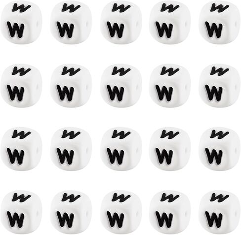 Ornaland 20 Pcs 12mm Silicone Letter Beads Square Letter Beads for Bracelets Keychains Necklaces and Lanyards Making (White Letter A) in Saudi Arabia