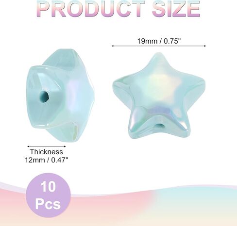 uxcell 10Pcs Star Shaped Beads, 12x19mm Lovely Acrylic Star Bulk Beads for Bracelet Earring Necklace Craft Making (Blue) in Saudi Arabia