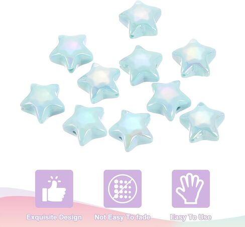 uxcell 10Pcs Star Shaped Beads, 12x19mm Lovely Acrylic Star Bulk Beads for Bracelet Earring Necklace Craft Making (Blue) in Saudi Arabia