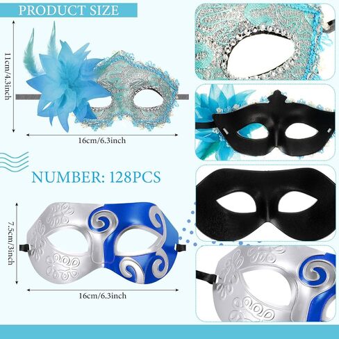 Sratte 64 Pcs Mardi Gras Mask Bulk Retro Masquerade Mask with Feather Flower Unisex Half Face Venetian Mask for Party in Saudi Arabia