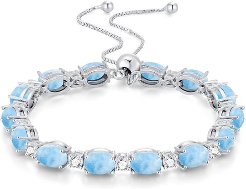 Turquoise Tennis Bracelet 925 Sterling Silver Oval 7x5mm Genuine Turquoise Gemstone Adjustable Bracelets Western Boho Jewelry Gifts for Women in Kuwait