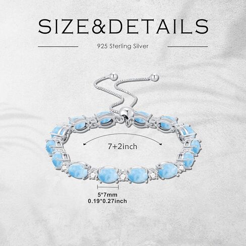 Turquoise Tennis Bracelet 925 Sterling Silver Oval 7x5mm Genuine Turquoise Gemstone Adjustable Bracelets Western Boho Jewelry Gifts for Women in Kuwait