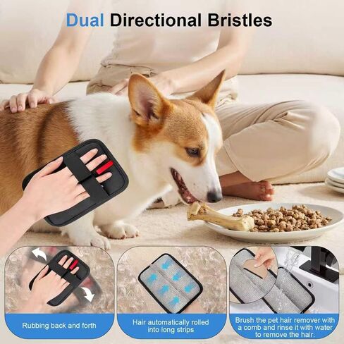 2 Pcs Static Pet Hair Remover: Electrostatic Pet Hair Removal Gloves, Reusable Cat Dog Hair Remover Tool, Grooming Gloves Brush for Couch, Furniture, Carpet, Clothes, Car Seat in Saudi Arabia