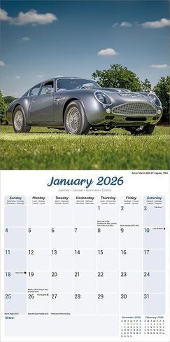 Classic Sports Cars Calendar 2026 | 12 Month Wall Calendar | Avonside Publishing | Plastic Free Packaging in Saudi Arabia