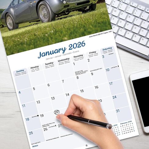 Classic Sports Cars Calendar 2026 | 12 Month Wall Calendar | Avonside Publishing | Plastic Free Packaging in Saudi Arabia