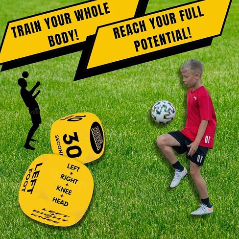 Kick Up Training Dice Game (2 pcs) – Soccer Gift for Boys 8-12 | Improve Juggling & Ball Control | Fun Football Toy in Saudi Arabia