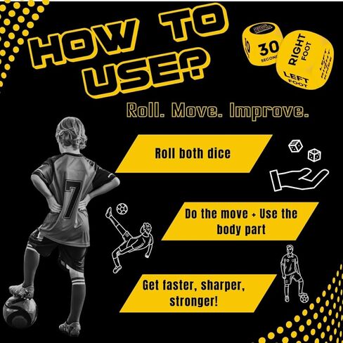 Kick Up Training Dice Game (2 pcs) – Soccer Gift for Boys 8-12 | Improve Juggling & Ball Control | Fun Football Toy in Saudi Arabia