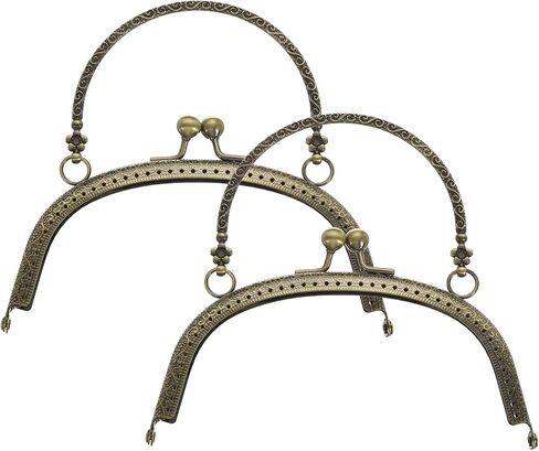 uxcell 2 Pcs Metal Purse Frame, 16.5cm/6.5" Retro Arch Kiss Lock Clasp Frame Embossed for Purse Making, Handled Bag, Coin Bag Clutch Bag, Frame Hardware Replacements (Grey) in Saudi Arabia