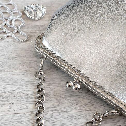 uxcell 2 Pcs Metal Purse Frame, 16.5cm/6.5" Retro Arch Kiss Lock Clasp Frame Embossed for Purse Making, Handled Bag, Coin Bag Clutch Bag, Frame Hardware Replacements (Grey) in Saudi Arabia