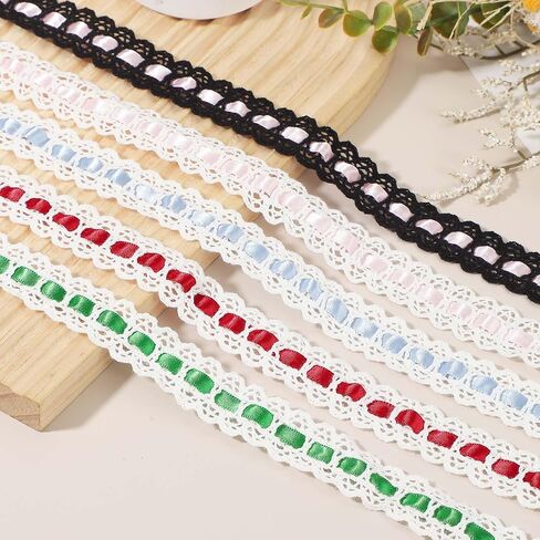 uxcell 5 Yards Eyelet Lace Trim, 0.79 Inch Crochet Lace Trim Floral Embroidered Ribbons for Sewing Dress Apron Pillow Clothes Bag Decoration, Wine Red in Saudi Arabia