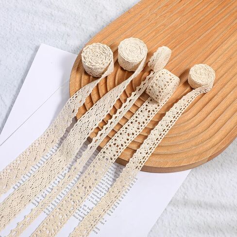 18 Yards 9 Styles Cotton Lace Trim, Crochet Cotton Edge, Vintage Eyelet Trim, White Lace Ribbon for Bridal Wedding Decoration, DIY Sewing Craft, Scrapbooking Supplies(Each 2 Yards) in Saudi Arabia
