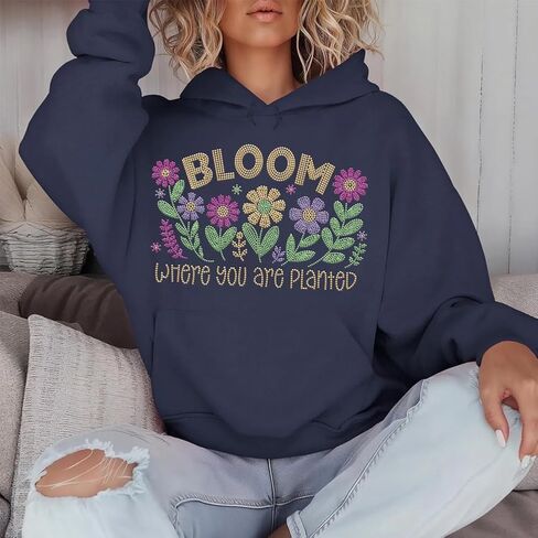 SUPERDANT Flower with Leaves Crystal Rhinestone Decals Flower Rhinestone Transfers Patches Inspirational Quotes Iron on Applique Diamond Heat Transfer Sticker for Colthing Jacket Decoration in Saudi Arabia