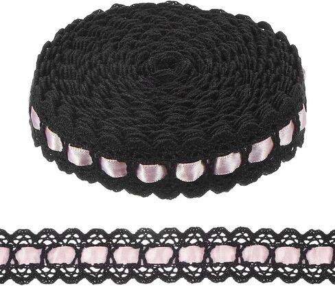 uxcell 5 Yards Eyelet Lace Trim, 0.79 Inch Crochet Lace Trim Floral Embroidered Ribbons for Sewing Dress Apron Pillow Clothes Bag Decoration, Wine Red in Saudi Arabia