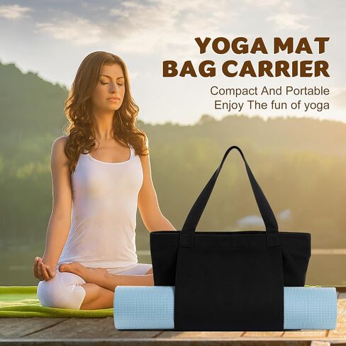 حقيبة اليوجا مع حامل بساط اليوجا، وحقيبة حمل البيلاتيس وكتلة اليوجا للنساء، حقيبة كتف من القماش مع جيب للصالة الرياضية، والمكتب، والسفر، والشاطئ، والتمرين، والرياضة، تناسب جميع أغراضك حامل بساط اليوجا in Kuwait