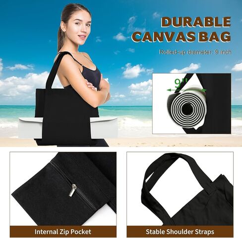 حقيبة اليوجا مع حامل بساط اليوجا، وحقيبة حمل البيلاتيس وكتلة اليوجا للنساء، حقيبة كتف من القماش مع جيب للصالة الرياضية، والمكتب، والسفر، والشاطئ، والتمرين، والرياضة، تناسب جميع أغراضك حامل بساط اليوجا in Kuwait