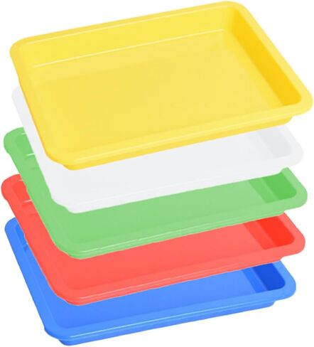 Cabilock 5pcs Thickened Serving Trays for Crafts Plastic Tray Stackable Design for Art Classroom and DIY Projects in Saudi Arabia