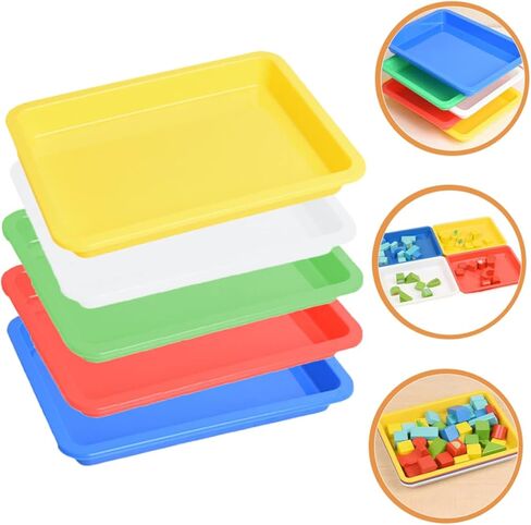 Cabilock 5pcs Thickened Serving Trays for Crafts Plastic Tray Stackable Design for Art Classroom and DIY Projects in Saudi Arabia