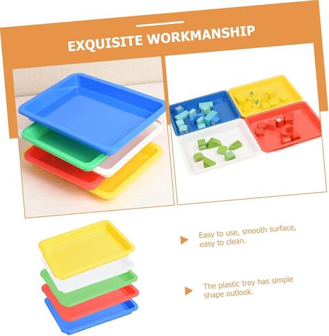 Cabilock 5pcs Thickened Serving Trays for Crafts Plastic Tray Stackable Design for Art Classroom and DIY Projects in Saudi Arabia