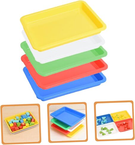 Cabilock 5pcs Thickened Serving Trays for Crafts Plastic Tray Stackable Design for Art Classroom and DIY Projects in Saudi Arabia