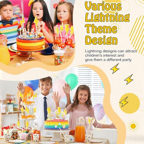 Yalikop 36 PCS Cupcake Cupcake Topcake Flash Weather Gold Cake Decorations أصفر البرق البراغي كب كيك أعلى الأقطار لزخارف حفلة عيد ميلاد مستلزمات الأطفال اللوازم in Kuwait