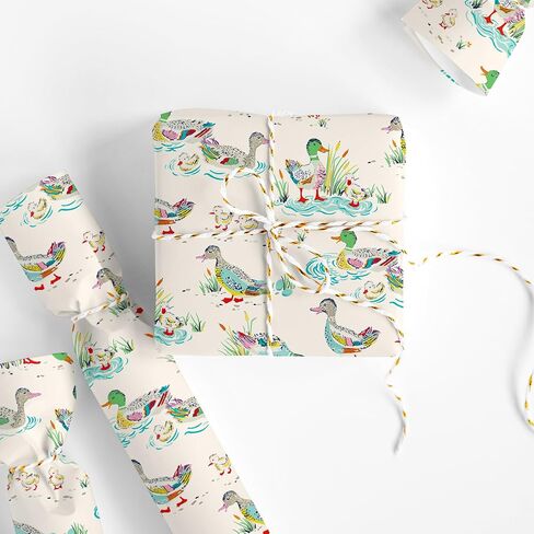 Jarthenaamcs Mallard Duck Wrapp Paper -Mini Roll- 17 inch × 32.8 قدمًا بركة Duck Gift Paper Paper Summer For Birthday Baby Diy Crafts in Saudi Arabia