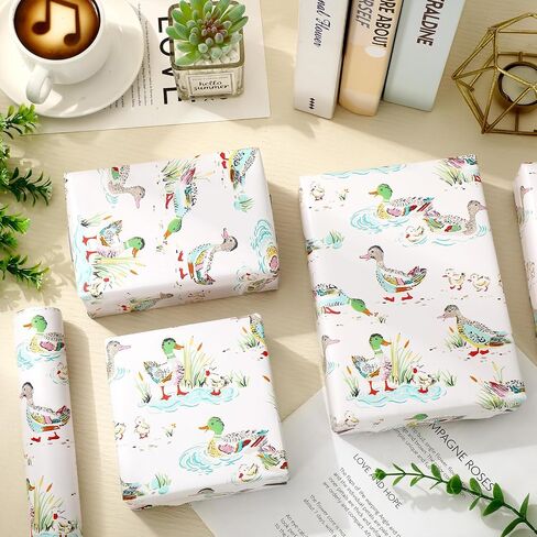 Jarthenaamcs Mallard Duck Wrapp Paper -Mini Roll- 17 inch × 32.8 قدمًا بركة Duck Gift Paper Paper Summer For Birthday Baby Diy Crafts in Saudi Arabia