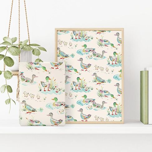 Jarthenaamcs Mallard Duck Wrapp Paper -Mini Roll- 17 inch × 32.8 قدمًا بركة Duck Gift Paper Paper Summer For Birthday Baby Diy Crafts in Saudi Arabia