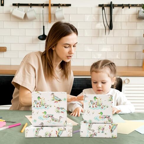 Jarthenaamcs Mallard Duck Wrapp Paper -Mini Roll- 17 inch × 32.8 قدمًا بركة Duck Gift Paper Paper Summer For Birthday Baby Diy Crafts in Saudi Arabia