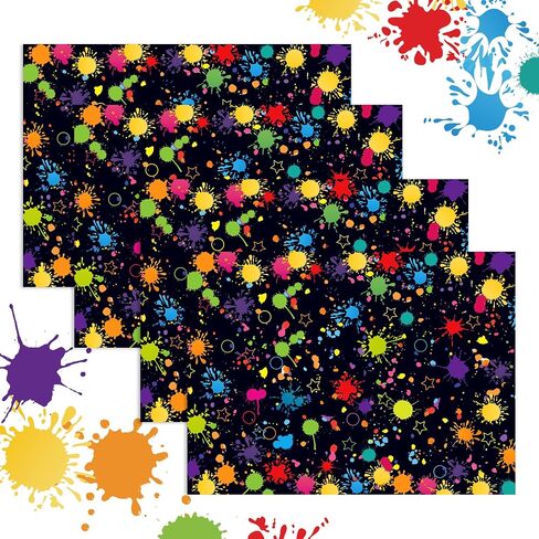 BHNACIER 12 Sheets Glow Neon Wrapping Paper Set 20'' x 27'' Glow Neon Gift Wrap Paper Colorful Neon Theme Gift Wrapping Papers for Neon Glow Black Light Themed Birthday Decorations in Saudi Arabia