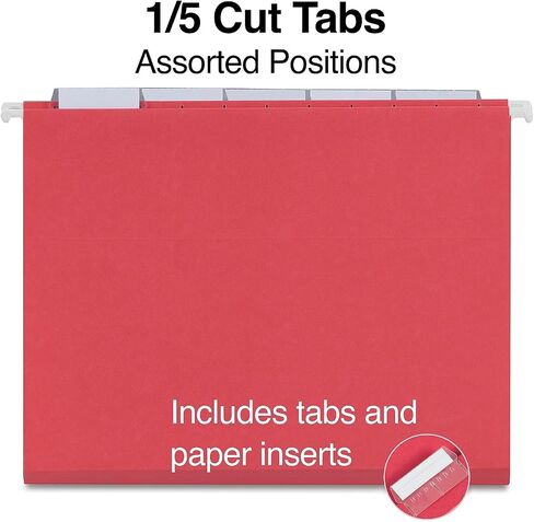 Staples Hanging File Folder, 5-Tab, Letter Size, Red, 50/Carton (ST163535-CCVS) in Saudi Arabia