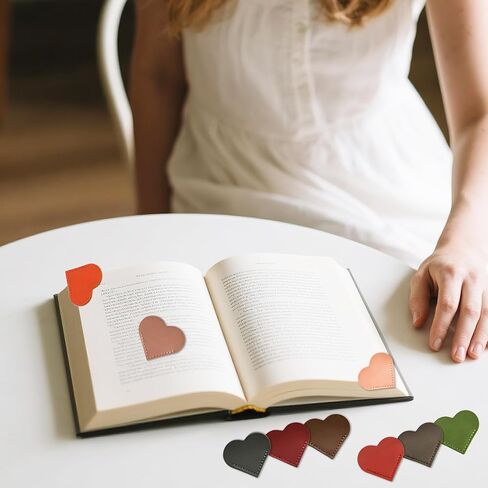 60pcs Leather Heart Shape Bookmark Cute Page Corner Bookmark Lovers Gifts Accessories Clips for Reading Gifts for School Office Bookworm Present Home (Classic) in Saudi Arabia